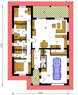 Floor plan of ground floor - BUNGALOW 114